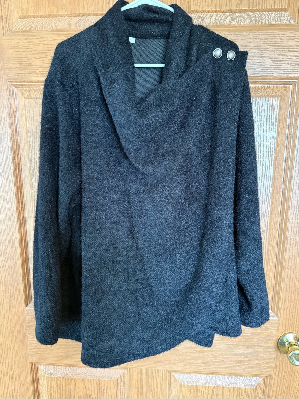 Maurices Black Cowl Neck Button-Shoulder Sweater